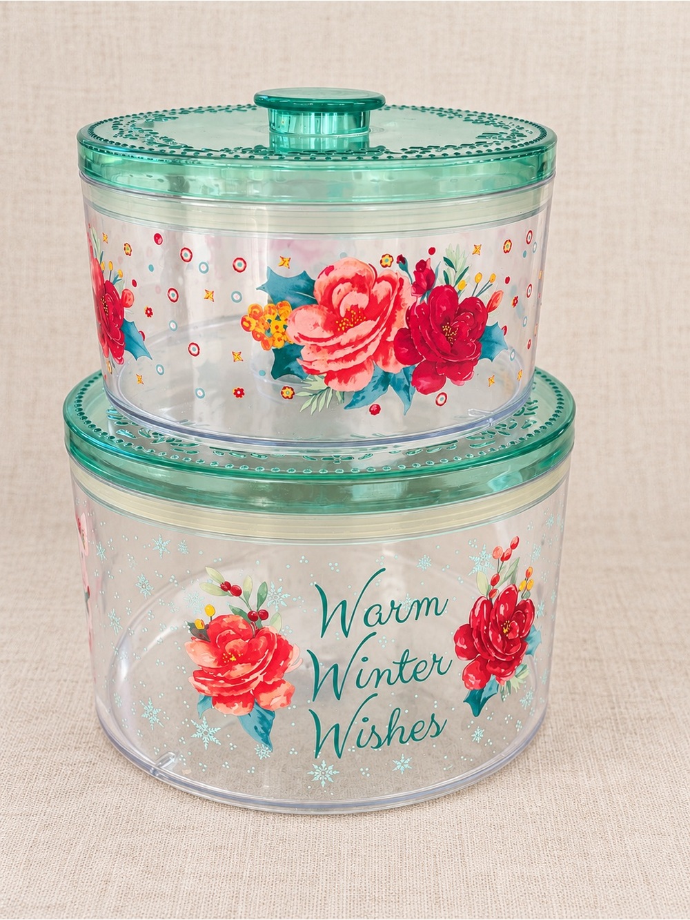 The Pioneer Woman Winter Warm Wishes Stackable Treat Canisters Set of 2